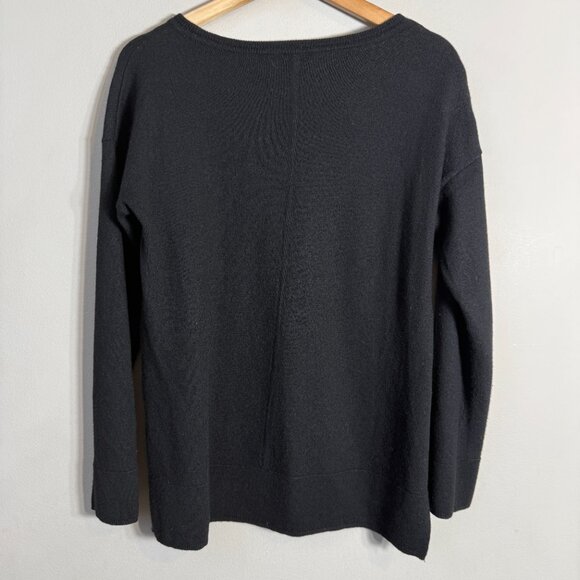 Talbots 100% Merino Wool Crewneck Sweater Pullover Womens Large Black Minimalist - Picture 8 of 11